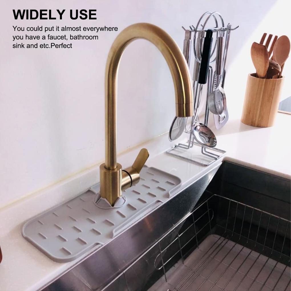 Kitchen Sink Silicone Faucet Mat Baskom Kamar Mandi Drip Cather Tray Non-Slip Reusable Ekstensi Draining Pad Indoor