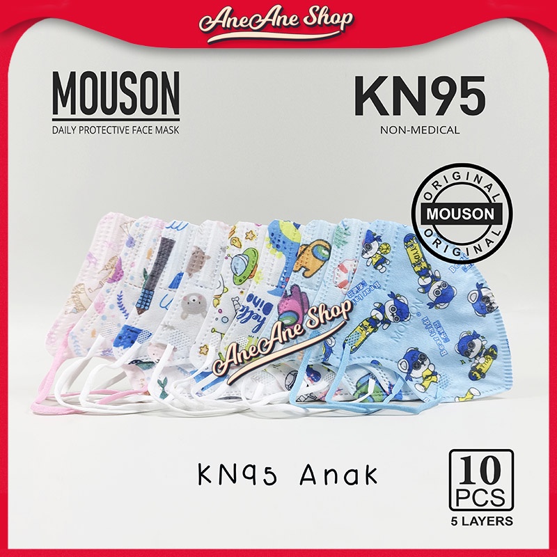 Masker Mouson KN95 Anak 5ply Masker Sekali Pakai Non Medis 5 Ply