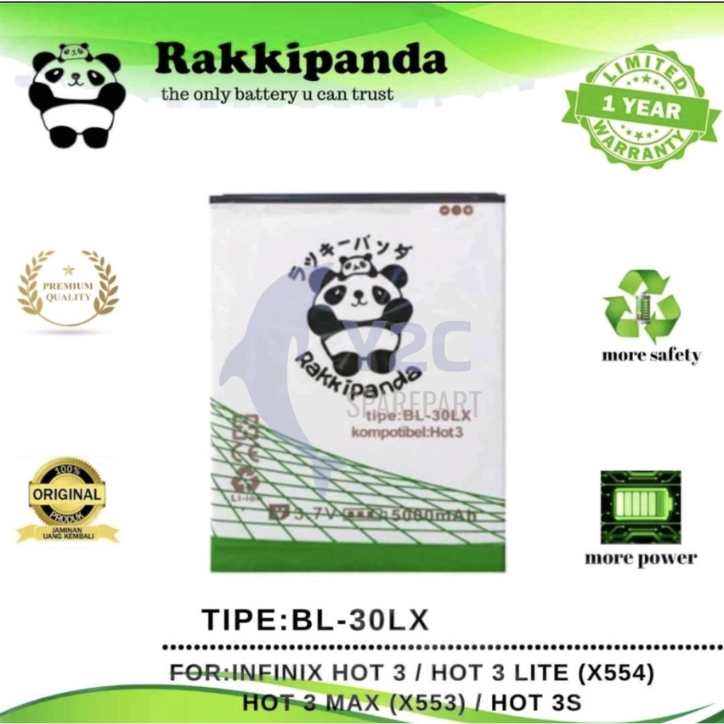 RAKKIPANDA BL-30LX INFINIX HOT 3 / HOT 3 LITE / HOT 3 MAX / X553 X554 / HOT 3S BATERAI BATRAI BATREI BATERE BATRE DOUBLE POWER