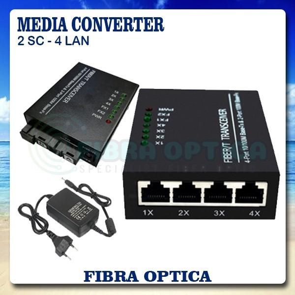 Media Converter 2 SC 4 LAN | 2 FO 4 LAN | 2FO 4LAN 10/100
