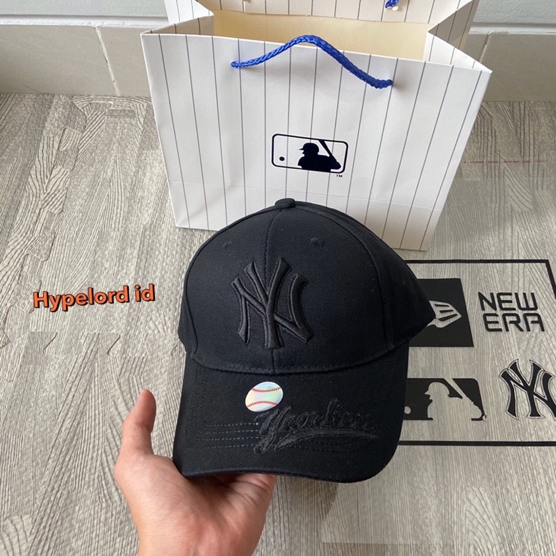 Topi Ny mlb cap Full Black Yankes Font