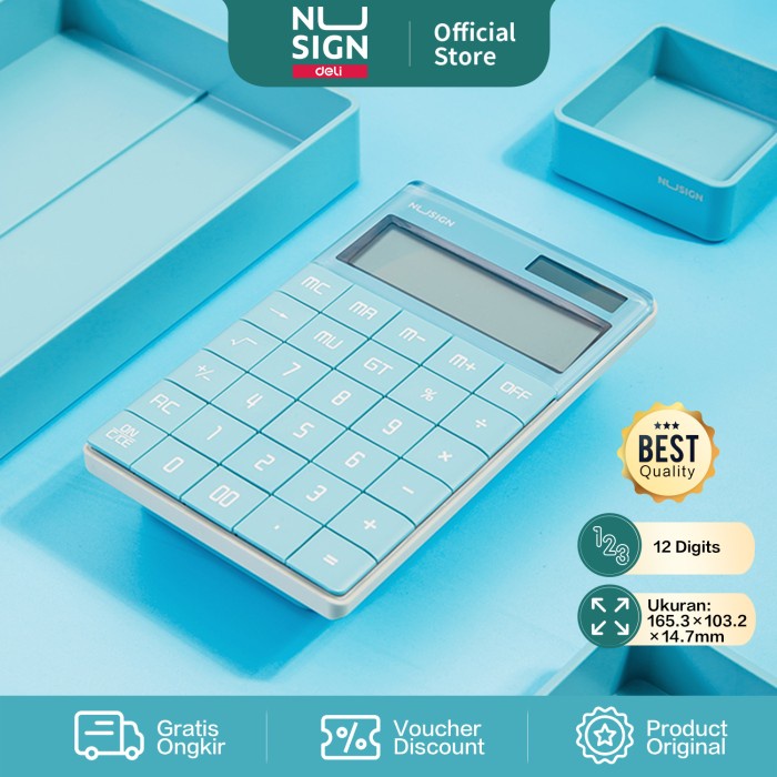 

Nusign Calculator / Kalkulator 12 Digit LCD Besar Colorfull NS041 - Biru Muda