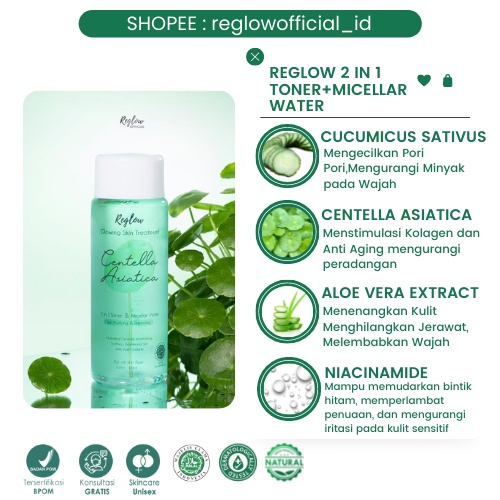 Toner Reglow dr Shindy Whitening Centella Untuk Kulit Berjerawat Dan Berminyak Skincare Wajah Glowing Kusam Bruntusan Penghilang Flek Hitam Komedo Milia Red glow Original Store