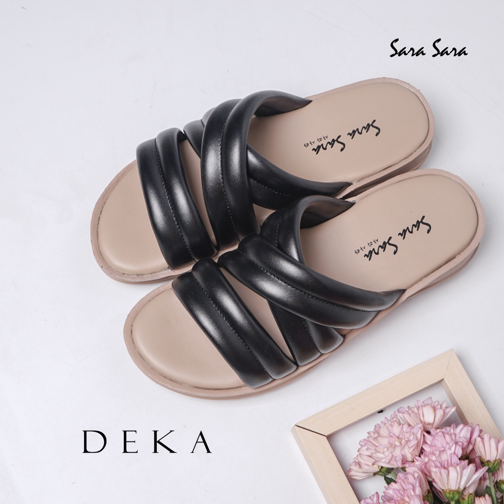 Sara Sara Deka Sendal Slop Wanita Sandal Selop Casual Cewek Model Silang Size 36-40
