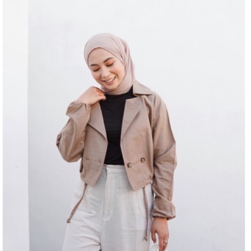 Niki Outer Linen / Baju Atasan Outer Kemeja Wanita Crop
