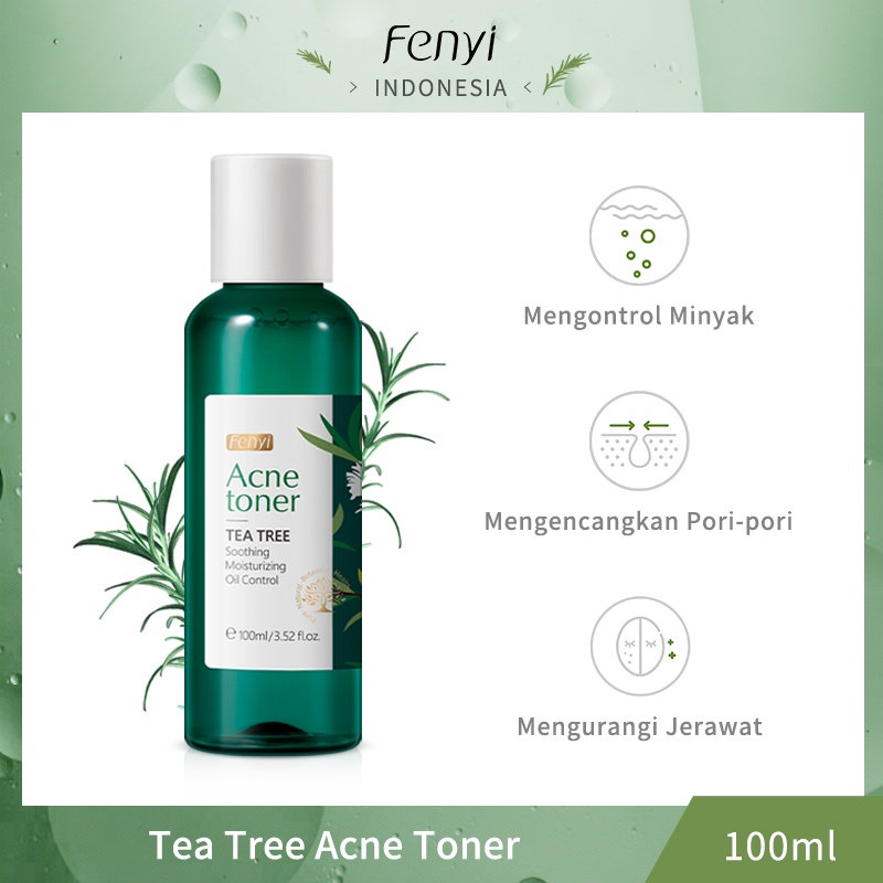 Fenyi Tea Tree Toner Menghilangkan Jerawat Memperbaiki Kemerahan Mengontrol Minyak Melembapkan 100ml