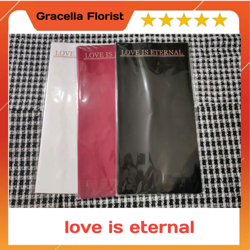 

kertas bunga eceran motif tulisan love eternal