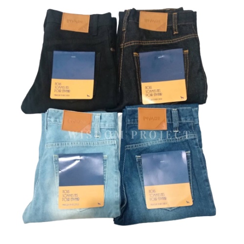 Wisdom Project - Celana Panjang Jeans Straight Vintage Denim Reguler Fit Basic