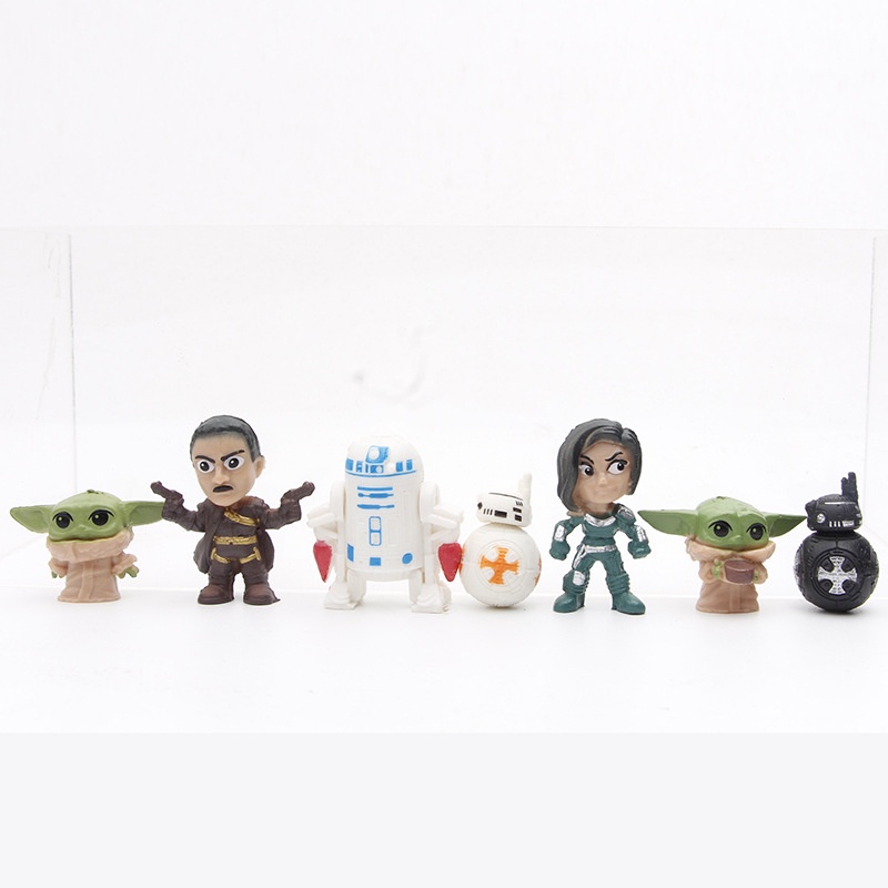 14pcs / Set Mainan Action Figure Star Wars The Mandalorian Yoda Baby BB8 Darth Vader Untuk Koleksi / Hadiah Anak