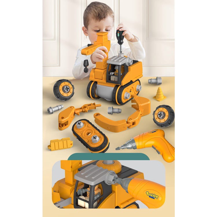 Mainan Assemble Diecast - Heavy Duty - DIY ekskavator set - Truck Baut - Mainan Anak Mobil konstruksi - Hadiah Ultah edukatif - kado anak Murah - Kado ulang tahun