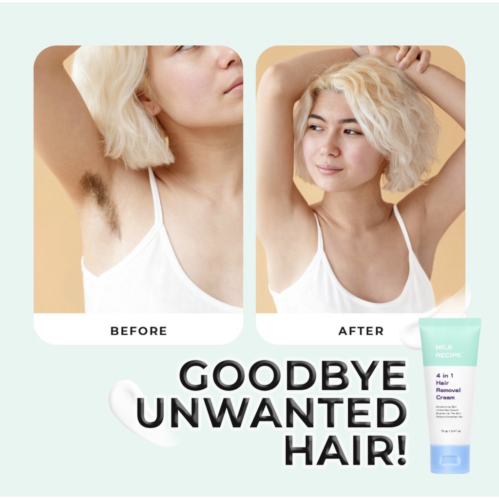 Milk Recipe 4 in 1 Hair Removal Cream &amp; Axillary Cream Krim Penghilang Bulu Perontok Bulu ketiak / Bulu kaki | Axillary Cream