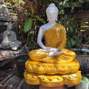 10 PCS Patung Rupang Buddha Sakyamuni Bahan Fiber Resin Colorfull Hand Made Dekorasi Tinggi 35 Cm