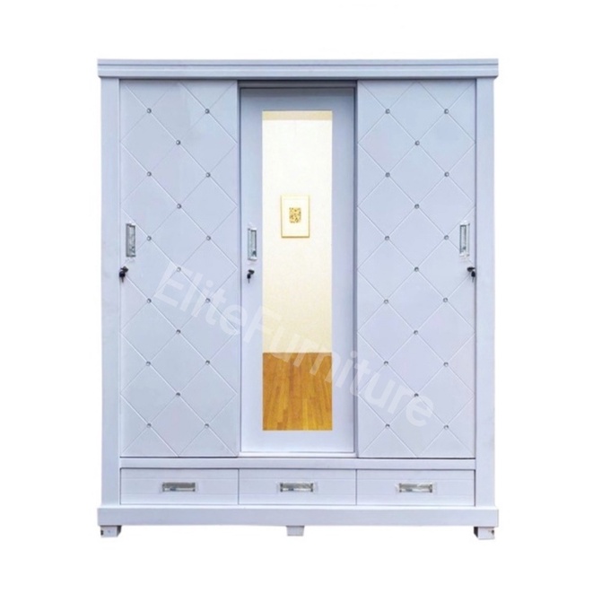 Lemari Pakaian 3Pintu , Lemari Sliding 3Pintu , Lemari Baju Gseser 3Pintu , Lemari Baju Sliding Puti