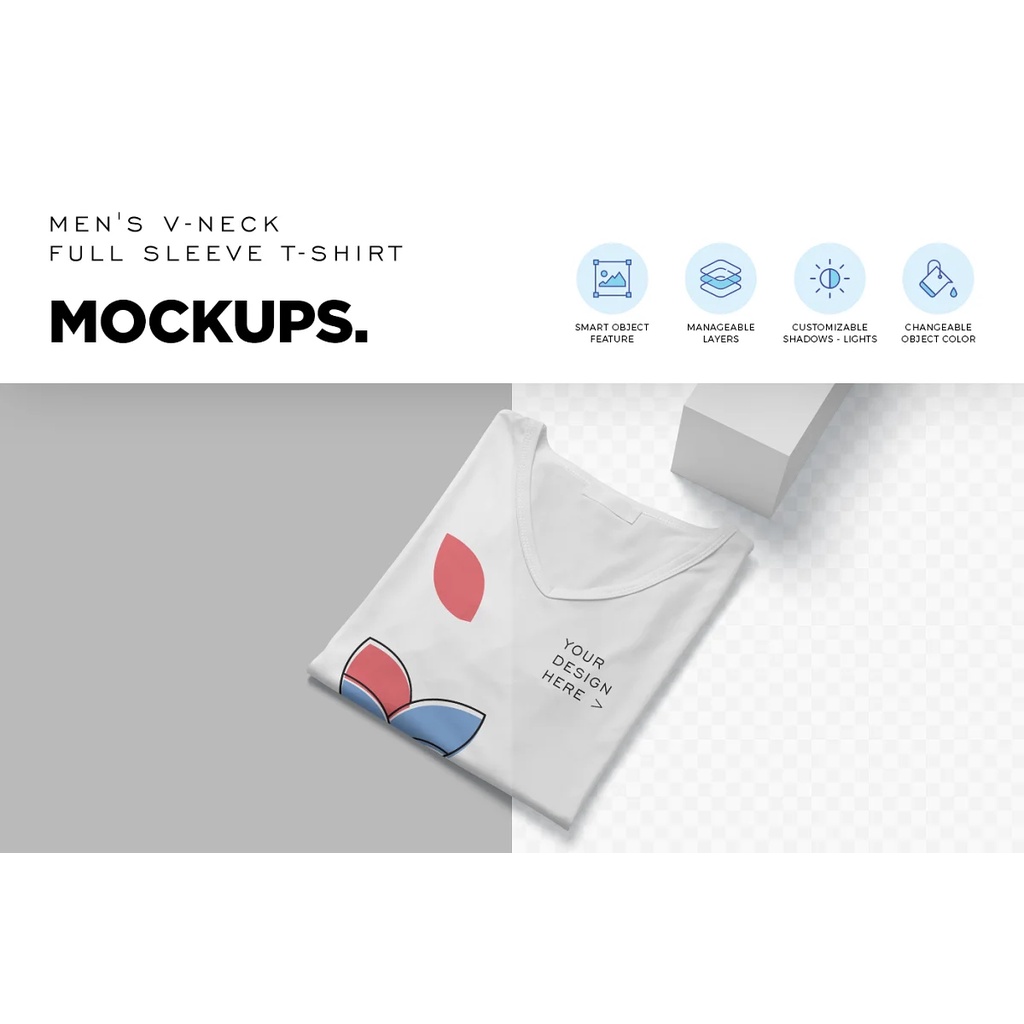 Full Sleeve V Neck Shirt Mockups