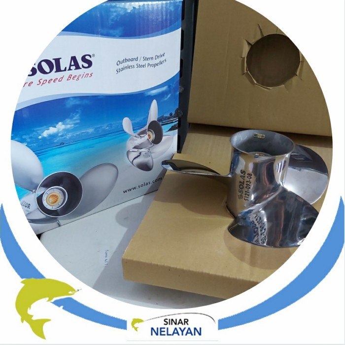 Propeller / kipas Solas mesin tempel Tohatsu 18pk pitch 8 stainless