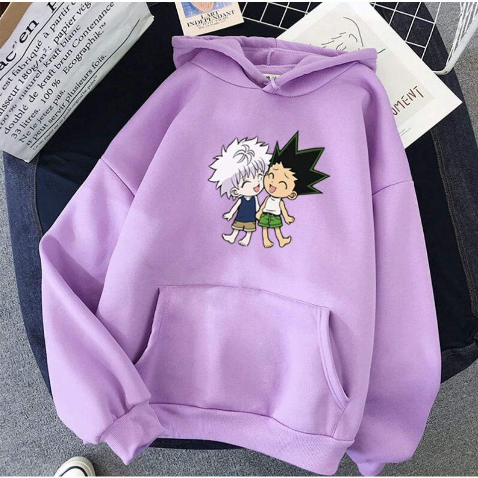 Gon Killua ANIME Jumper Hoodie II Sweater Hoodie Anime II Sweter Oblong Topi II SIZE M - XL ( Pria &amp; Wanita / Anak &amp; Dewasa )