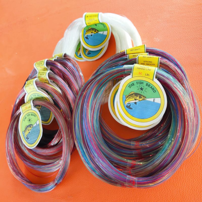 Senar Perlon 40Lbs = 0.65mm,  50Lbs=0.75mm, 70Lbs=0.90mm