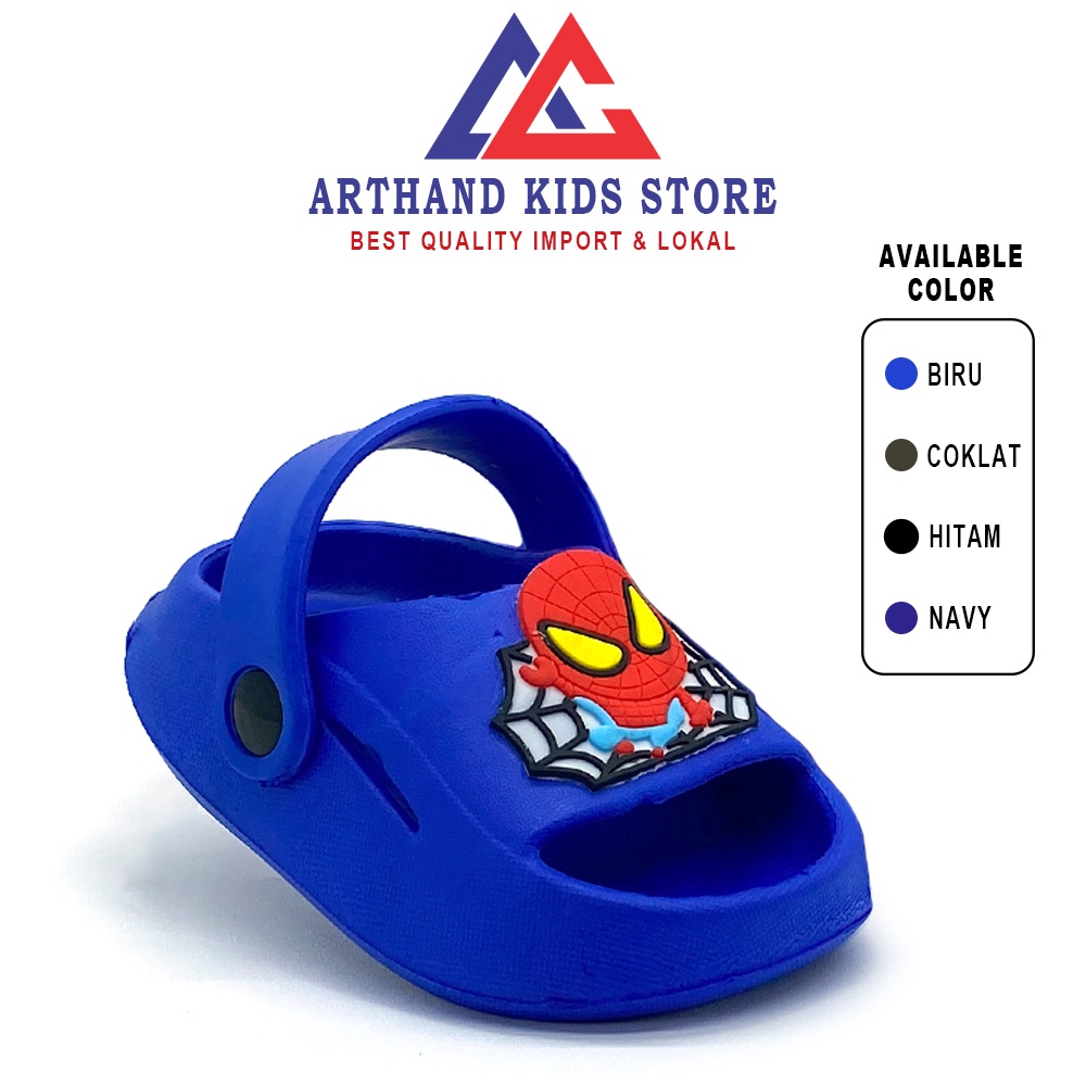 Arthand01 - Sandal Anak Laki-laki Selop Tali Belakang Model Karakter Spider Lucu NEW