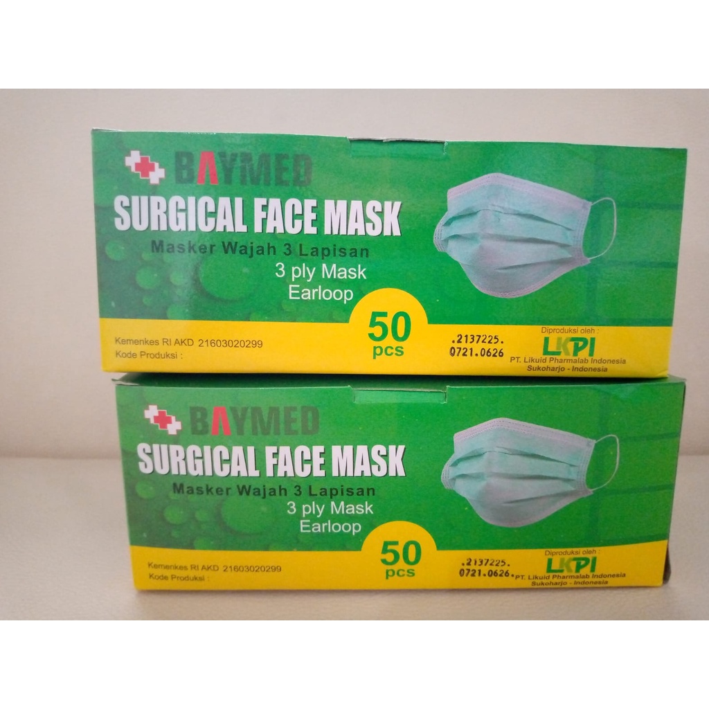 Surgical Mask (Masker Bedah/Medis) Earloop/Cantol Baymed 3ply 50's