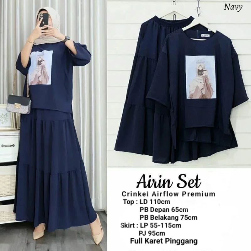 Airin Set/Setelan Muslim Wanita/Baju Muslimah/Pakaian Wanita Muslimah/