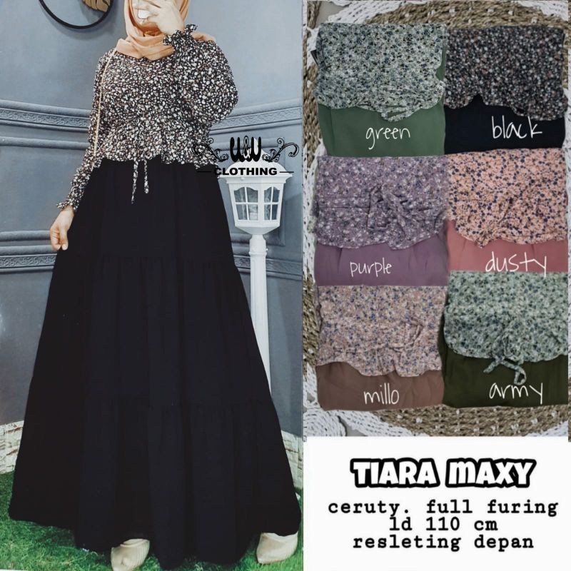 Tiara maxy ceruty/gamis ceruty kekinian
