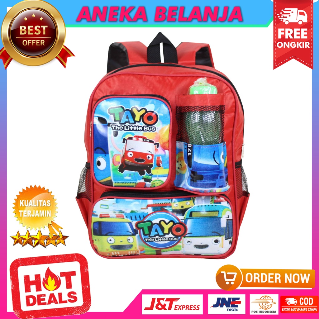 Ransel Anak Free Botol Saku Spiderman x Cars Keren Bagus Murah Awet