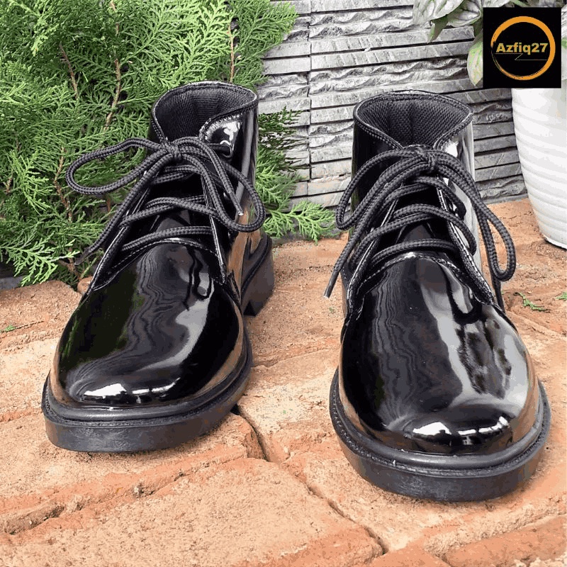 Sepatu Pdh Tni Polri Security Brimob  Satpam Mengkilap Terbaru Pengencang Tali 100% Original Merk Azfiq27 #5