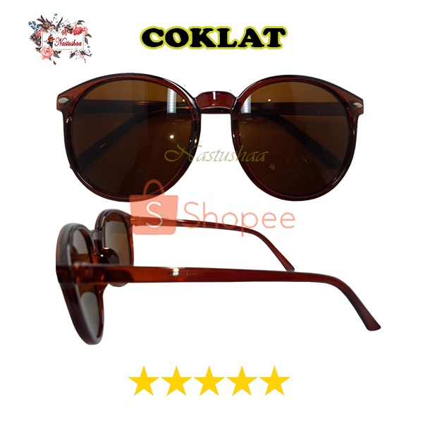 Kacamata Sunglasses Hitam Fashion Gaya Oval Pria Wanita Korea Kekinian Kaca Mata Anti UV400 Unisex FREECASE