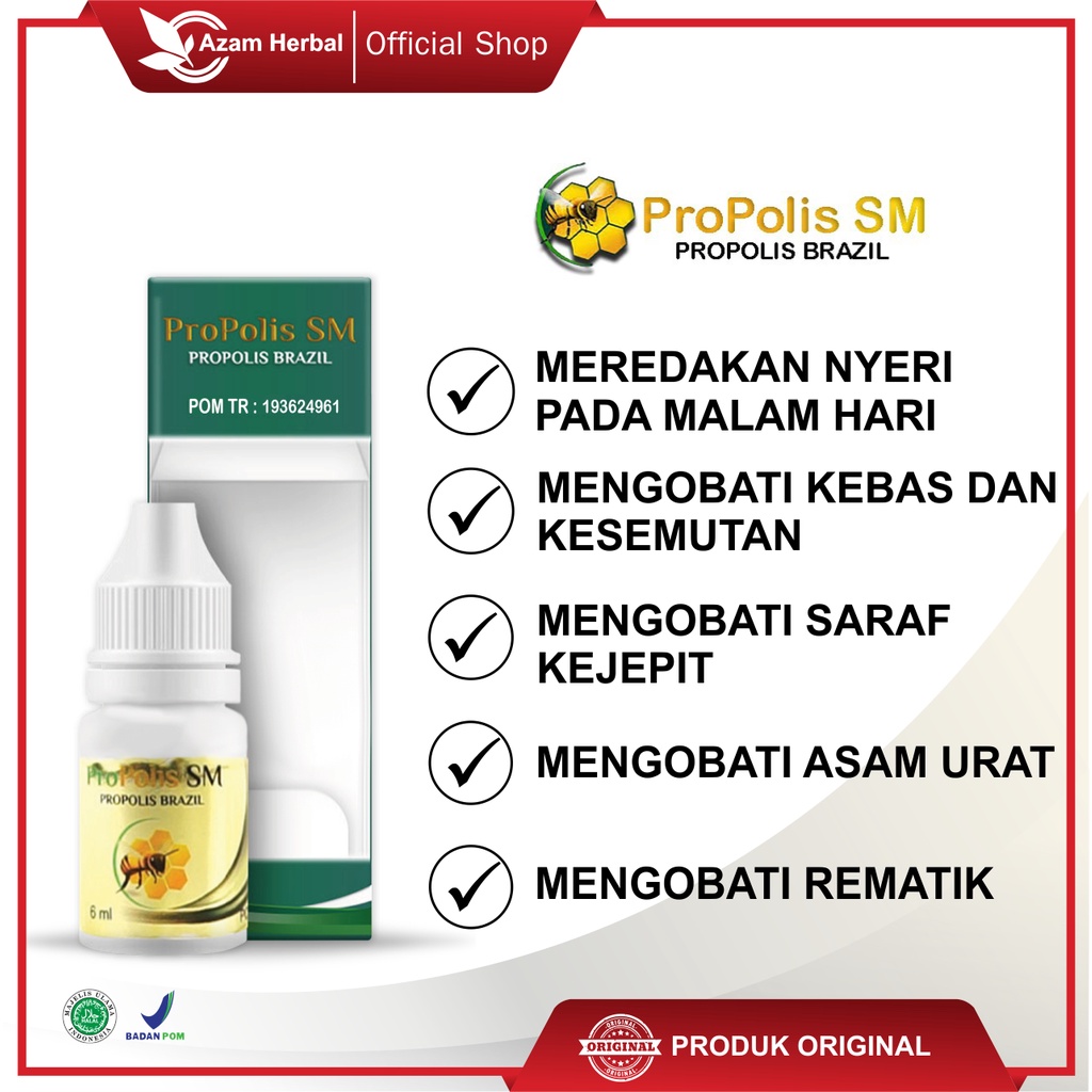 Obat Tetes Herbal Asam Urat Rematik Encok Saraf Kejepit Propolis SM Propolis Brazil 100% Asli Origin