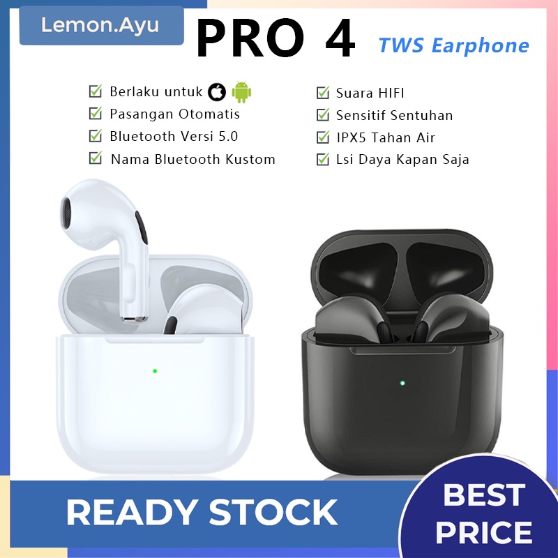 inPods Pro 4 TWS Earphone Bluetooth V5.0 Headset HIFI Stereo Wireless Earphones with Free Case