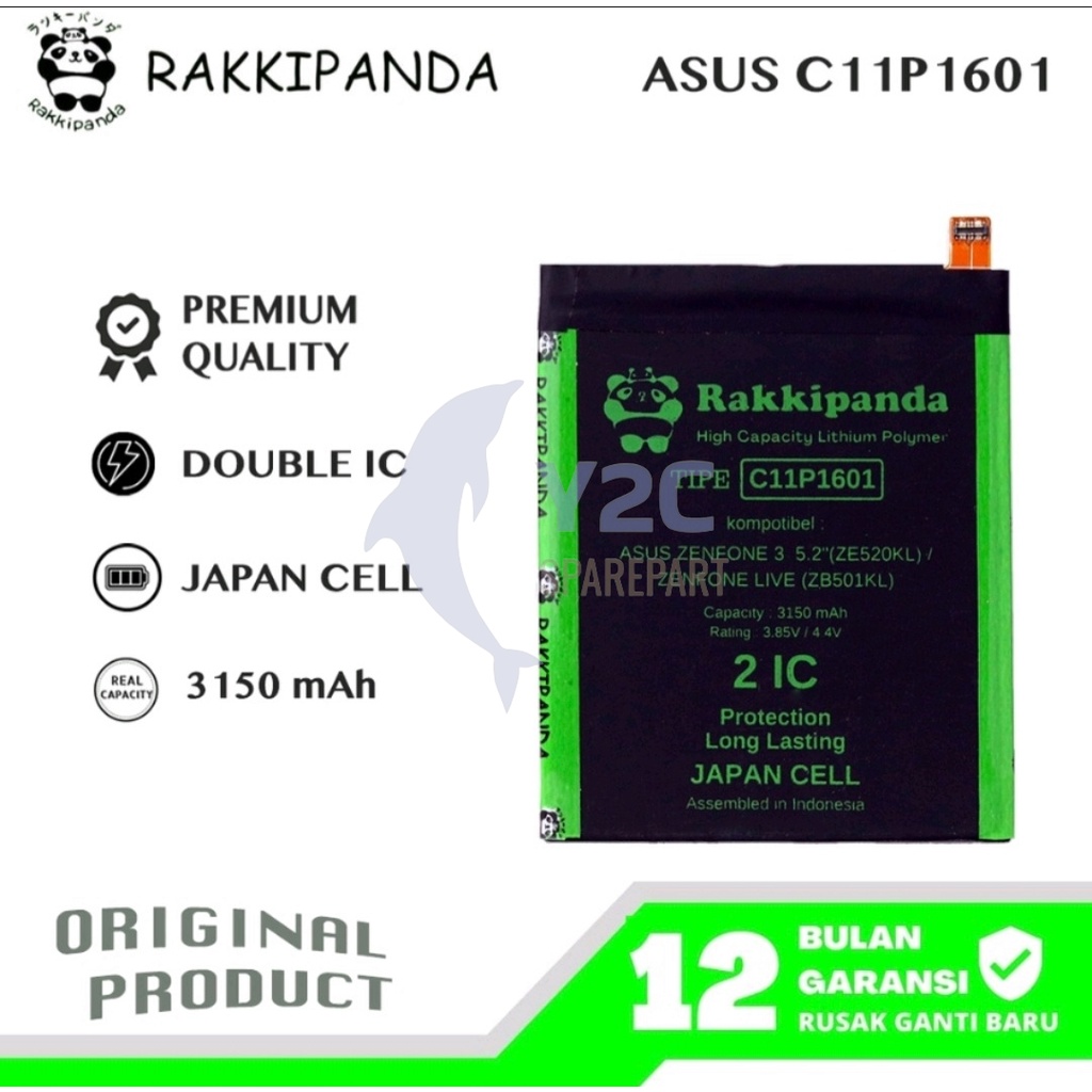 RAKKIPANDA C11P1601 ASUS ZENFONE 3 5.2 ZE520KL / ZENFONE LIVE ZB501KL BATERAI BATRAI BATREI BATRE BATERE DOUBLE POWER