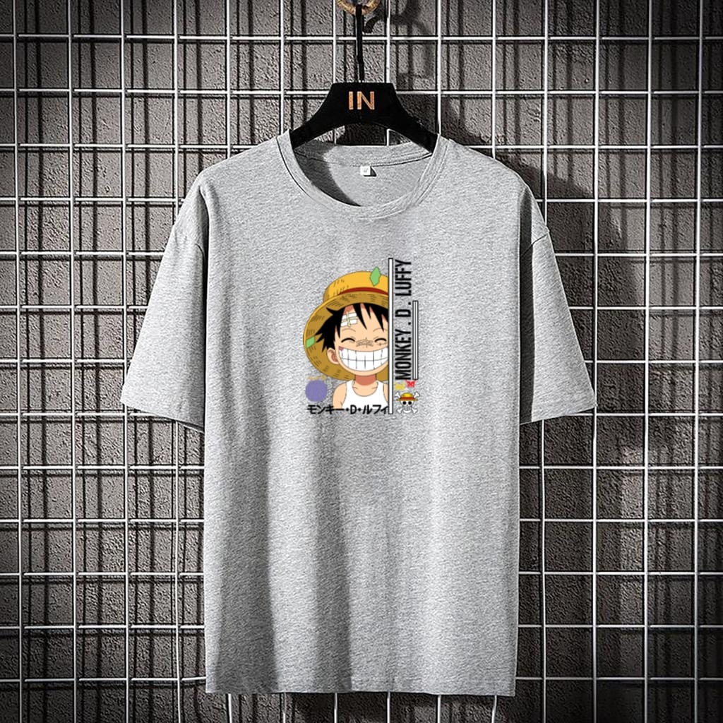 JOSJOLI_STORE/Baju Oblong Luffy Nyengir/Atasan Pria Dewasa Lengan Pendek/L XL