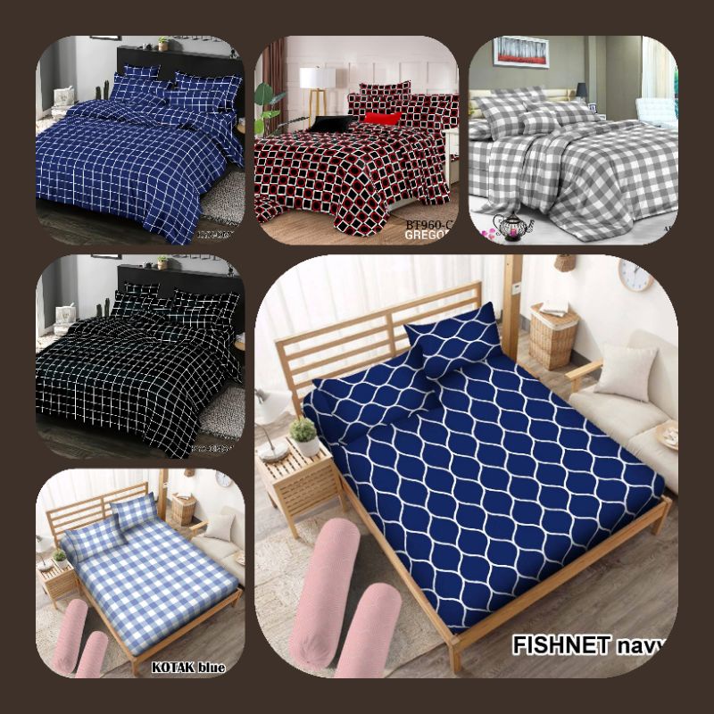 SPREI AESTHETIC | SPREI MOTIF KOTAK KOTAK | SPREI MOTIF KOREA