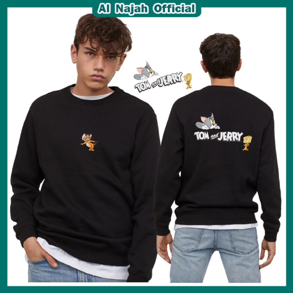 Basic Sweater (Bordir) Tom And Jerry Crewneck Pria &amp; Wanita Size M - XXL