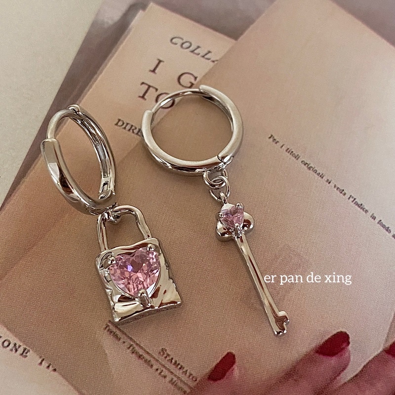 Anting Zirkon Warna Pink Gaya Korea Untuk Aksesoris