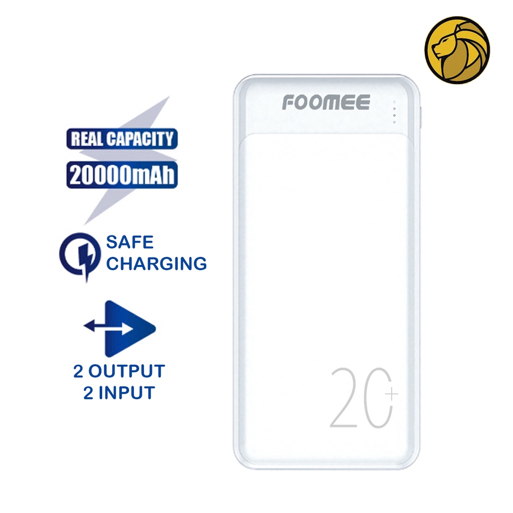 Foomee Power Bank 20000 Mah Fast Charging 2,1A RQ20 Bonus Kabel Micro