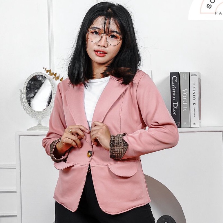 Jas blazer pink slimfit formal kerja kantor casual execekutif remaja wanita import premium modern le