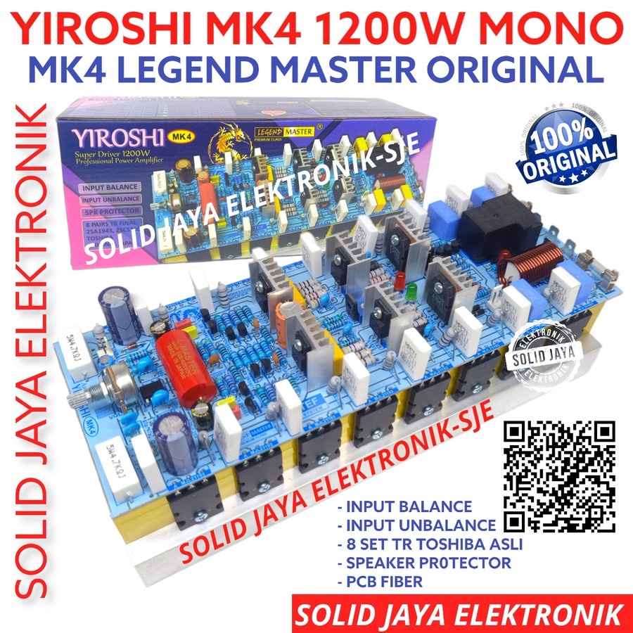 KIT POWER YIROSHI MK4 1200W MONO PLUS TR FINAL TOSHIBA ASLI JAPAN JEPANG 8 SET 2SA1943 2SC5200 PLUS PROTEKTOR SPEAKER PROTECTOR AMPLIFIER AMPLI MK 4 MK-4  1200 WATT W A1943 C5200 POWER LAPANGAN SOUND SYSTEM LEGEND MASTER ASLI ORI ORIGINAL