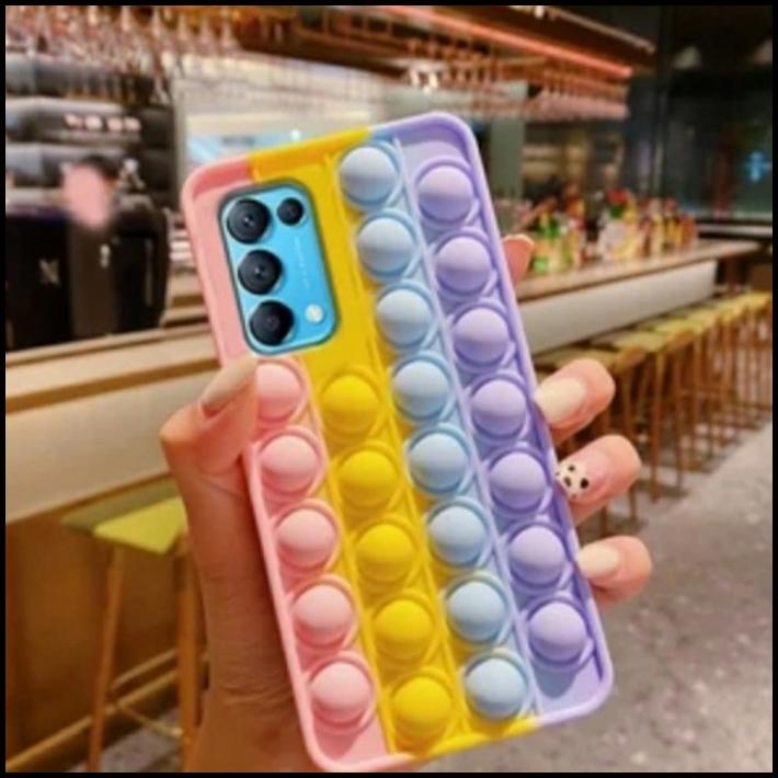 Case Silicone Oppo Reno 6 4G Pop It Bubble Design Pelangi Cover Ori