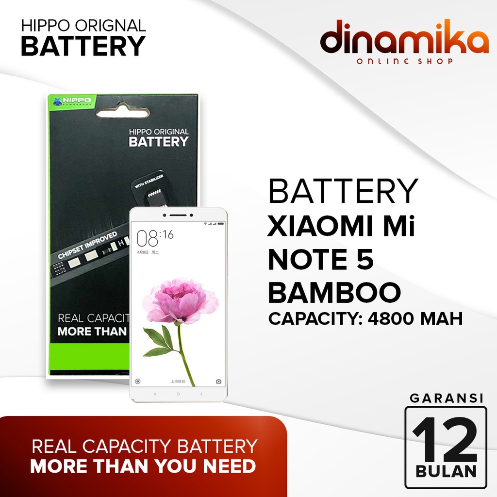 Hippo Baterai Battery Xiaomi Mi Note 5 Bamboo/Bm21 3000Mah