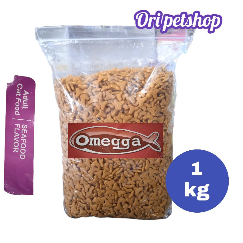 makanan kucing omega seafood repack 1 kg - or cat food/omegga 1 kg