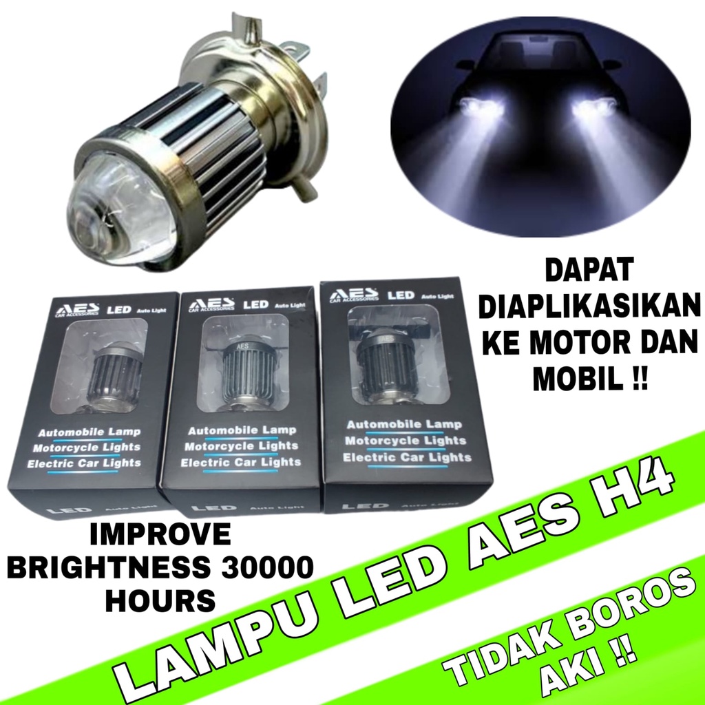 ( ORIGINAL AES ) LAMPU LED HEADLAMP H4 LASER GUN I Bohlam Led H4 Laser Hi/Loo 20 Watt I Bulb H4 Lase