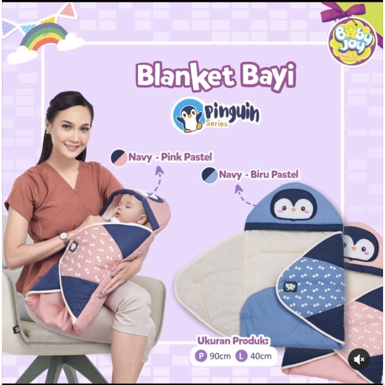 Baby Joy Baby Blanket Selimut Topi Bayi Pinguin Series - BJB 5018