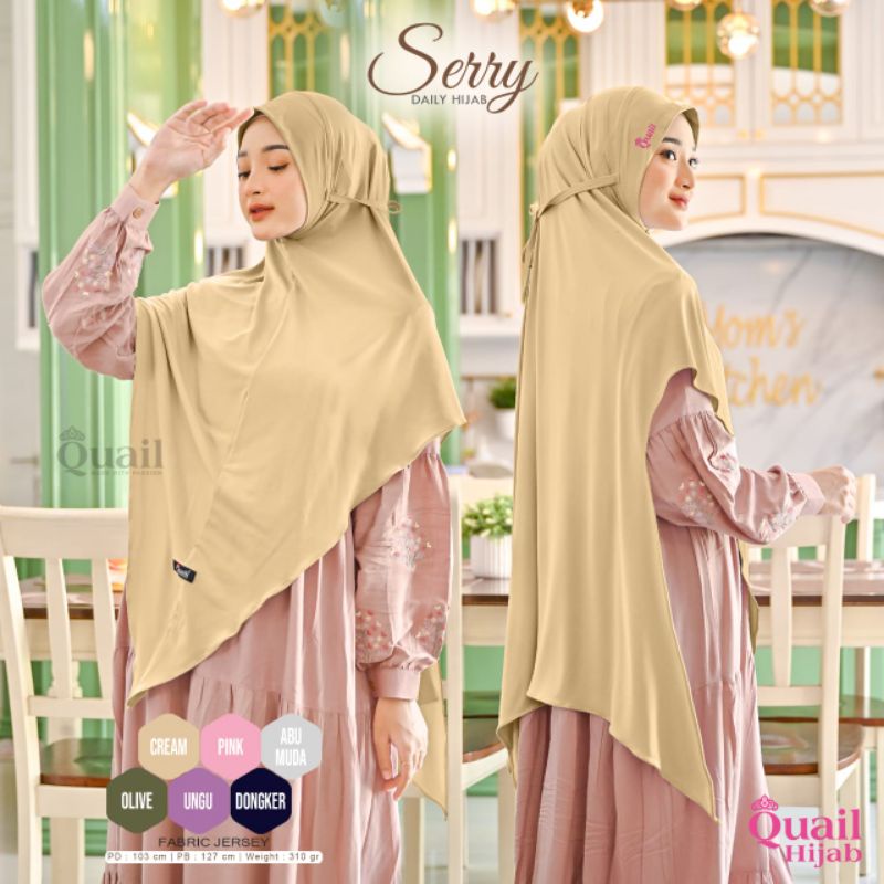 Jilbab Instan Jersey Syar'i Jumbo Non Pet Tali Belakang Serry