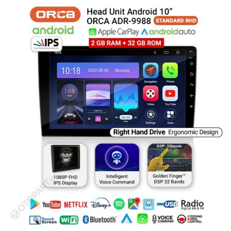 Head Unit Android ORCA 10 inch Toyota Sienta