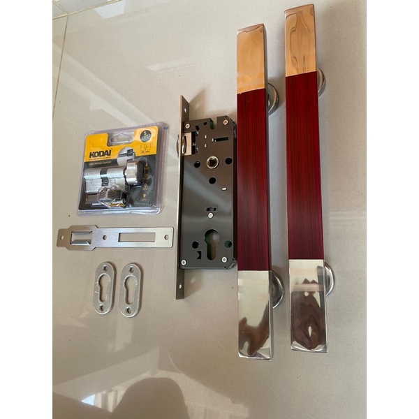 Paket Hemat Kunci Pintu 2 Gagang Pull Handle 35 cm + 1 Set Kunci Pelor + Silinder Kunci Knop Kuningan 60 Mm Kodai knop cylinder kunci pintu kodai 60 mm cilinder knop kunci pintu 60 mm