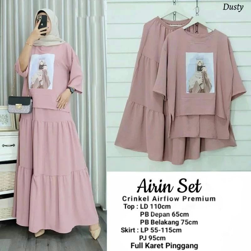 Airin Set/Setelan Muslim Wanita/Baju Muslimah/Pakaian Wanita Muslimah/