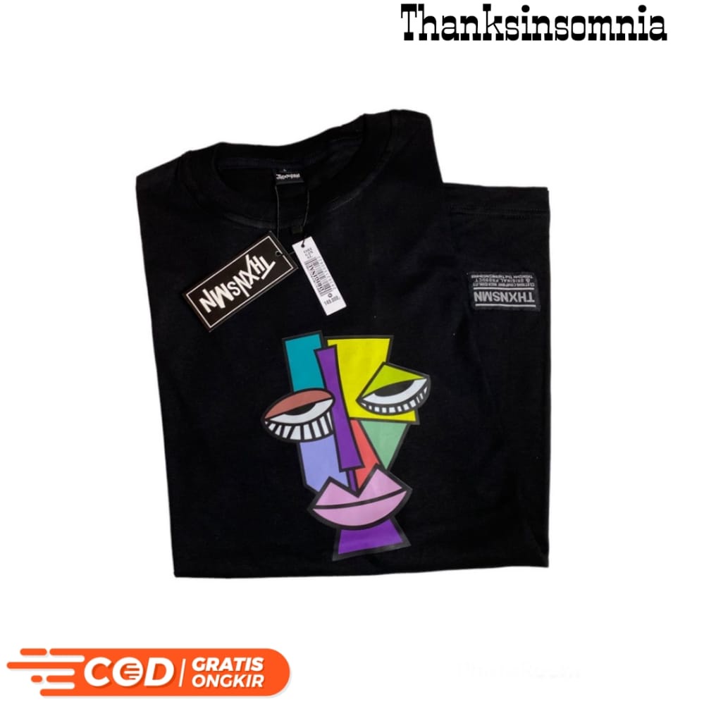 T-shirt thanksinsomnia abstrak / Kaos pria keren / Baju casual Lengan pendek / kaos distro pria orig