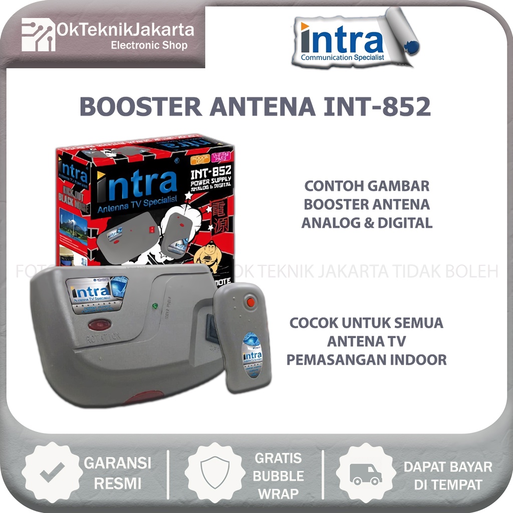 Booster Antena TV Penguat Sinyal Antena TV INTRA INT 852