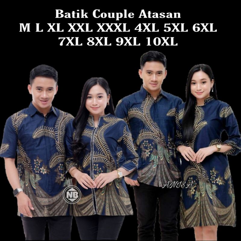 COUPLE BATIK DRES TUNIK BIG SIZE JUMBO M.L.XL.XXL.3XL.4XL.5XL.6XL.7XL.8XL.9XL.10XL seragam